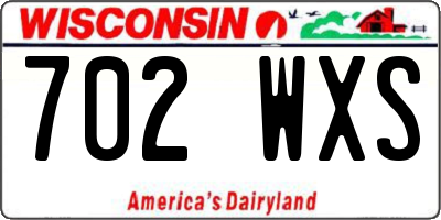 WI license plate 702WXS