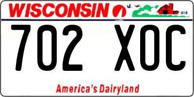 WI license plate 702XOC