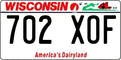 WI license plate 702XOF