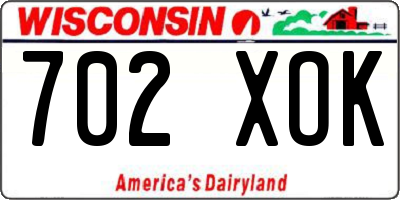 WI license plate 702XOK