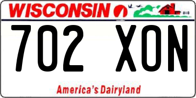 WI license plate 702XON