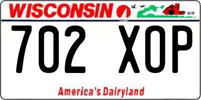 WI license plate 702XOP