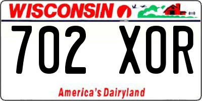 WI license plate 702XOR