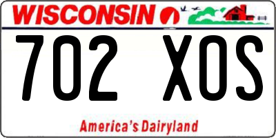 WI license plate 702XOS