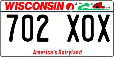 WI license plate 702XOX