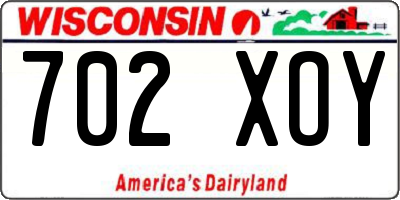 WI license plate 702XOY
