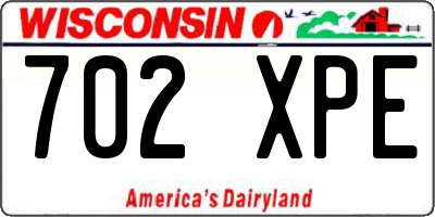 WI license plate 702XPE