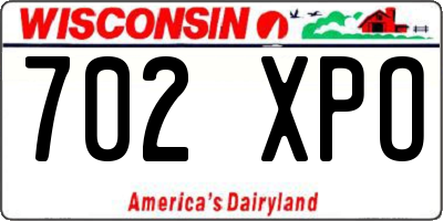 WI license plate 702XPO