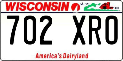 WI license plate 702XRO