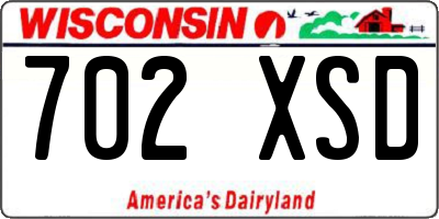 WI license plate 702XSD
