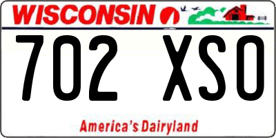 WI license plate 702XSO