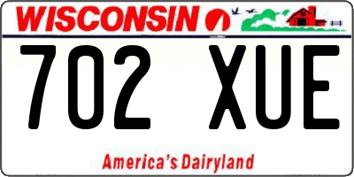 WI license plate 702XUE