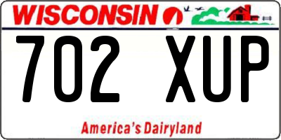 WI license plate 702XUP