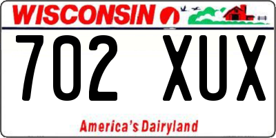 WI license plate 702XUX