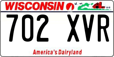 WI license plate 702XVR