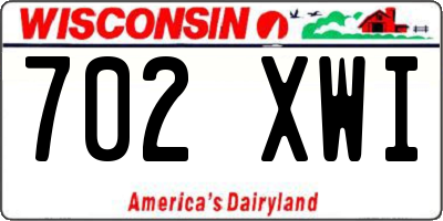 WI license plate 702XWI