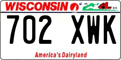 WI license plate 702XWK