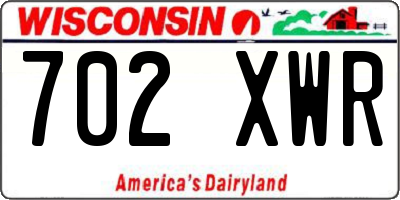 WI license plate 702XWR