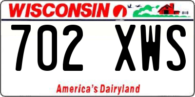 WI license plate 702XWS