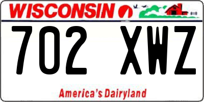 WI license plate 702XWZ