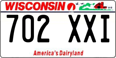 WI license plate 702XXI