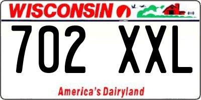 WI license plate 702XXL