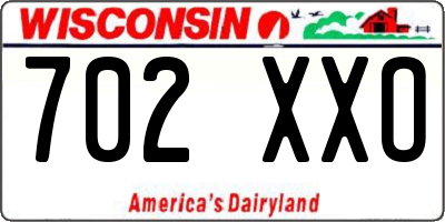 WI license plate 702XXO