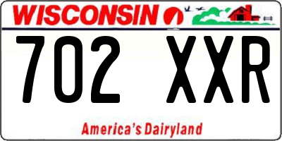 WI license plate 702XXR