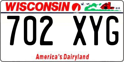 WI license plate 702XYG