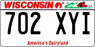 WI license plate 702XYI