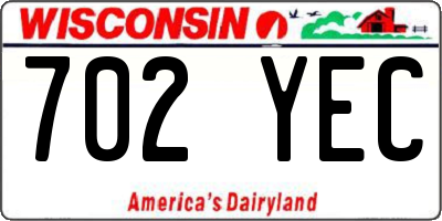WI license plate 702YEC