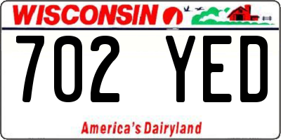WI license plate 702YED