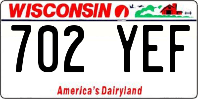 WI license plate 702YEF