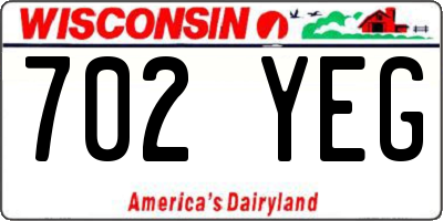 WI license plate 702YEG