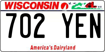 WI license plate 702YEN