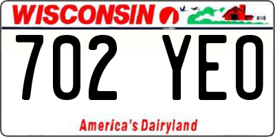 WI license plate 702YEO
