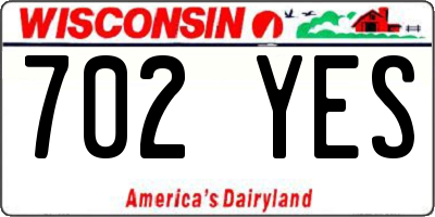 WI license plate 702YES