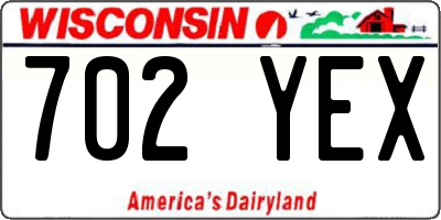 WI license plate 702YEX