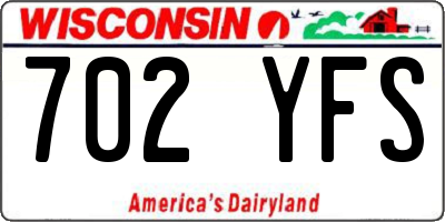 WI license plate 702YFS