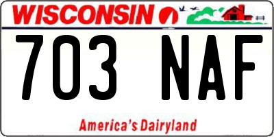 WI license plate 703NAF