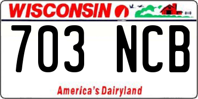 WI license plate 703NCB