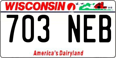WI license plate 703NEB