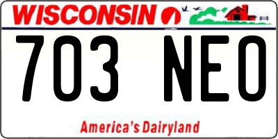 WI license plate 703NEO