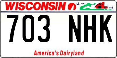 WI license plate 703NHK