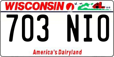 WI license plate 703NIO