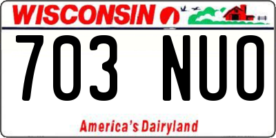 WI license plate 703NUO