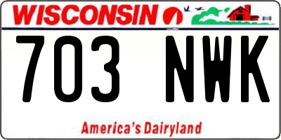 WI license plate 703NWK