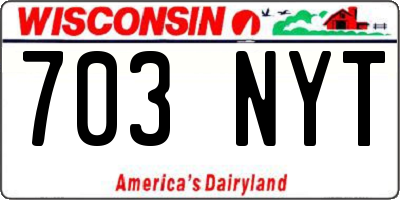 WI license plate 703NYT