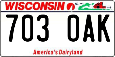 WI license plate 703OAK