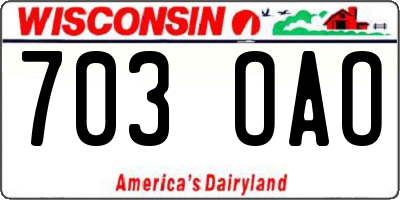 WI license plate 703OAO